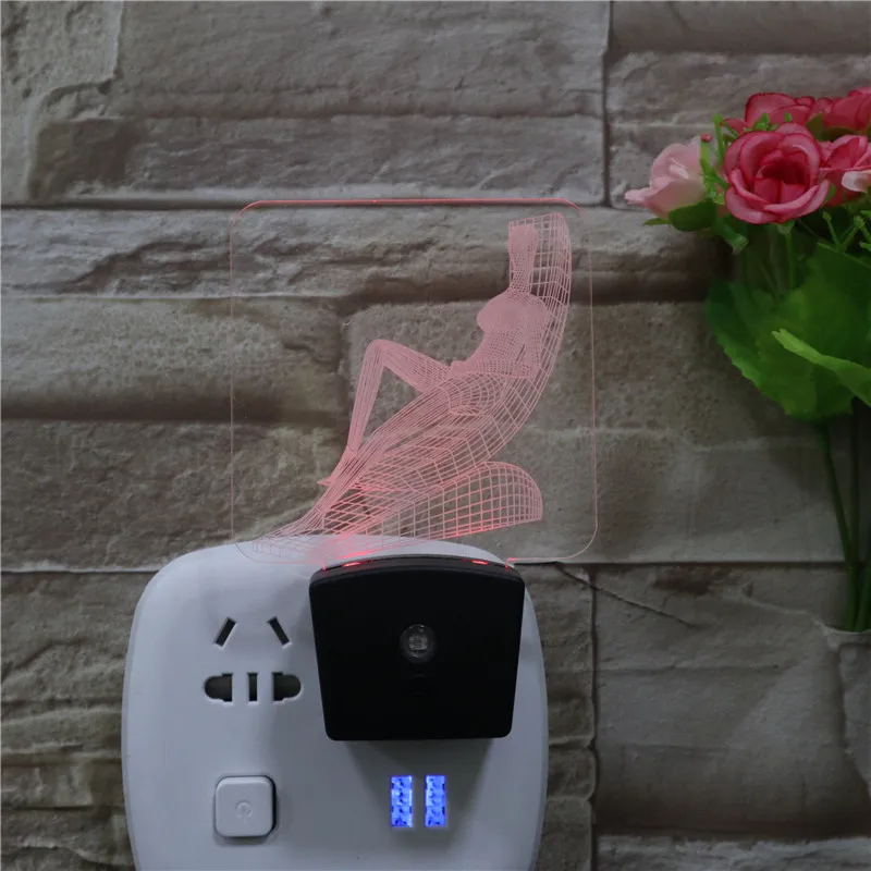 Hot Selling Nice Small Night Lamp 7 Colors Changeable Acrylic Night Lights Home Decor Light Sensor LED Wall Lamp