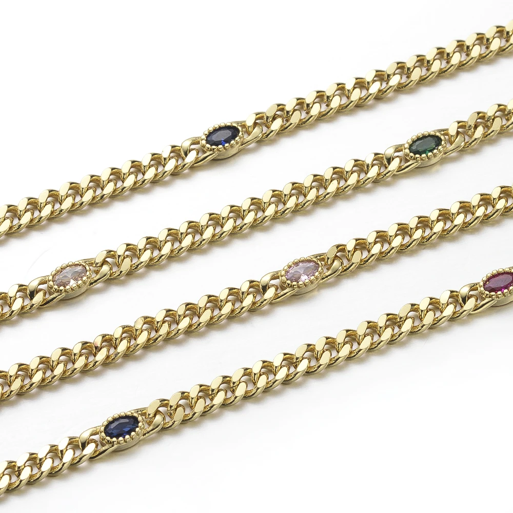 Cliobeads Wholesale DIY Jewelry Accessories Gold Plated Rhinestone Brass Chain