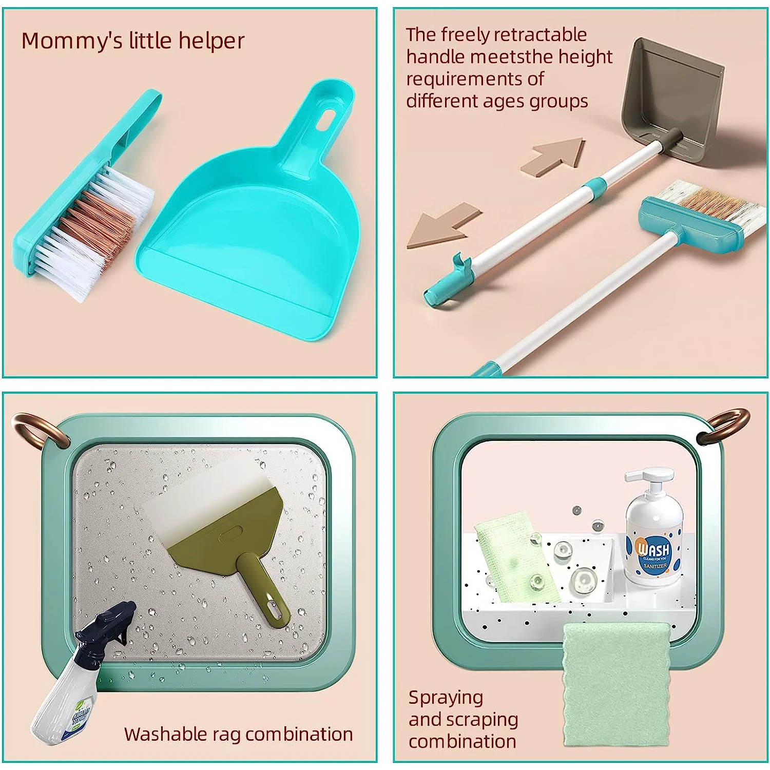 20 PCS Kids Cleaning Pretend Play Preschool Toy Set Includes Real Working Toy Vacuum Cleaner for Kids