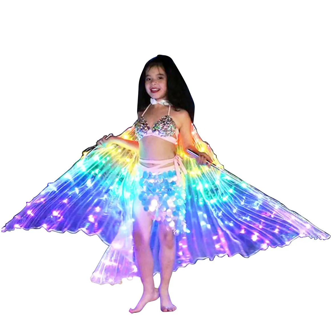 High Quality LED Big Wings Dance Costumes Glow Belly Dance Performa Luminous Clothing For Dancer
