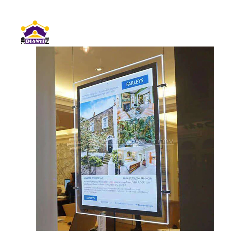 Customized Modern Luxury LED Poster Frame Large Size Led Crystal Light Box For Mall for A1 Size Acrylic Light Box