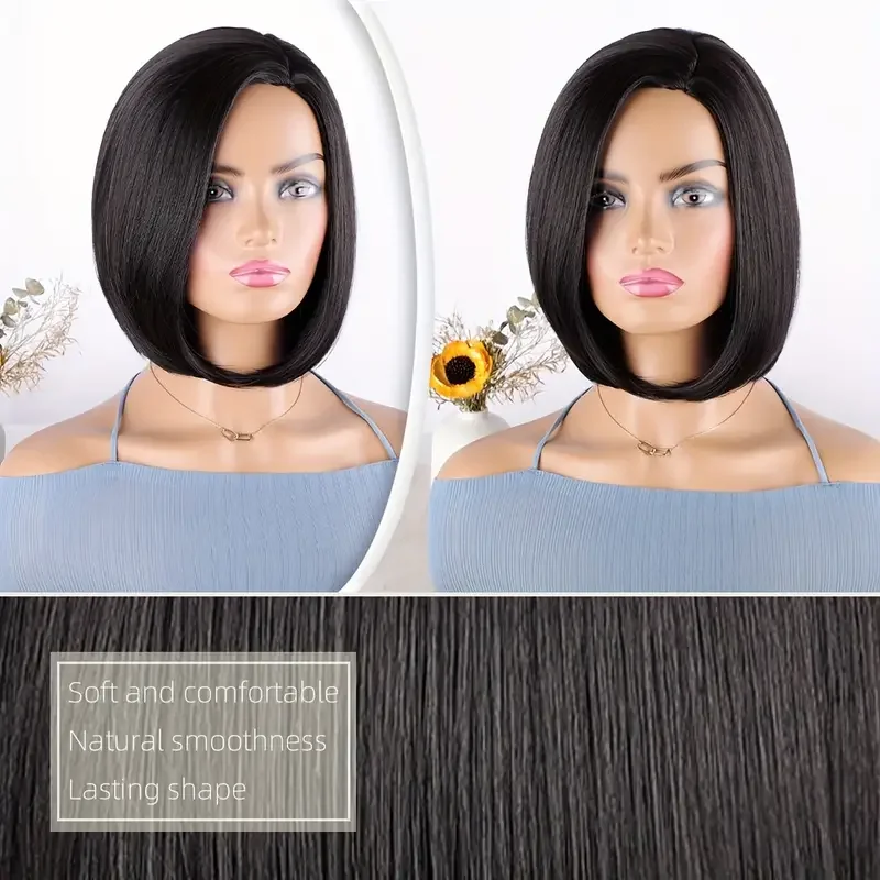 Aisi Hair wholesale premium fiber highlight color synthetic bob wig side part cheap short cut wigs for women natural looking