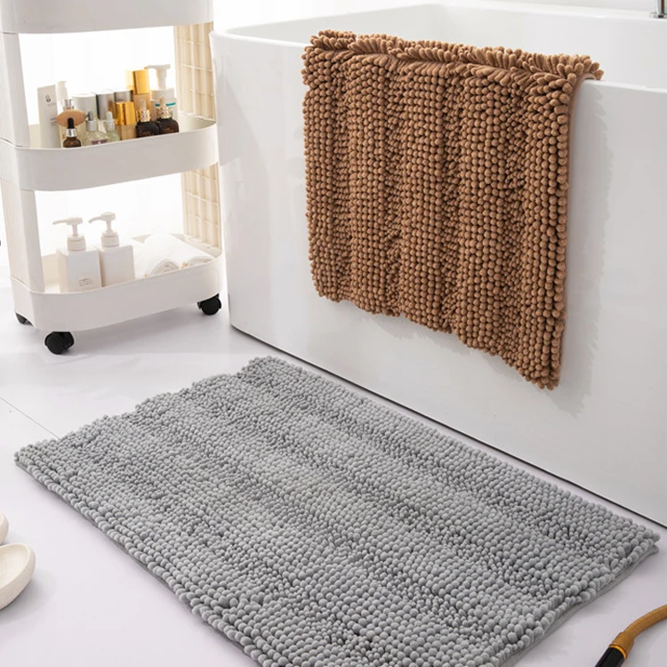 Custom Modern no slip Wholesale customized chenille non slip bath mat rug bathroom rug carpet