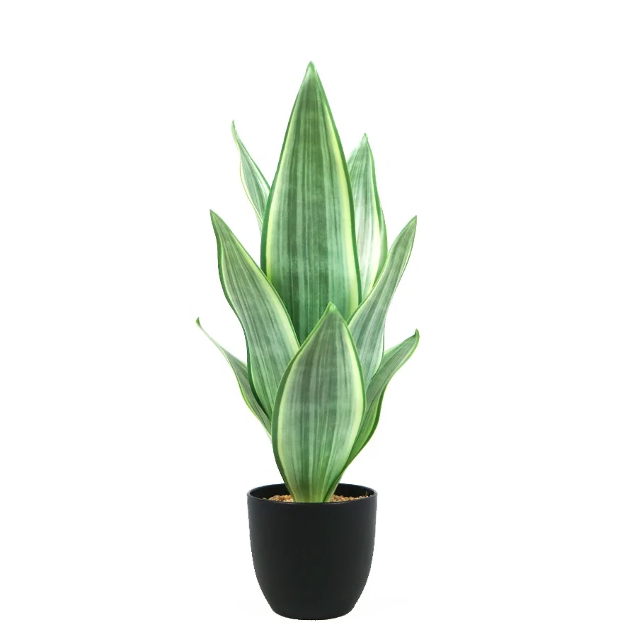 Wholesale 9lvs 38cm high faux sansevieria plant with plastic pot