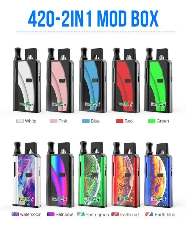 Authentic Kangvape 420 2in1 Box Mod Kit 650mAh Preheat Various Voltage Battery Compatible Pod 510 Cartridges