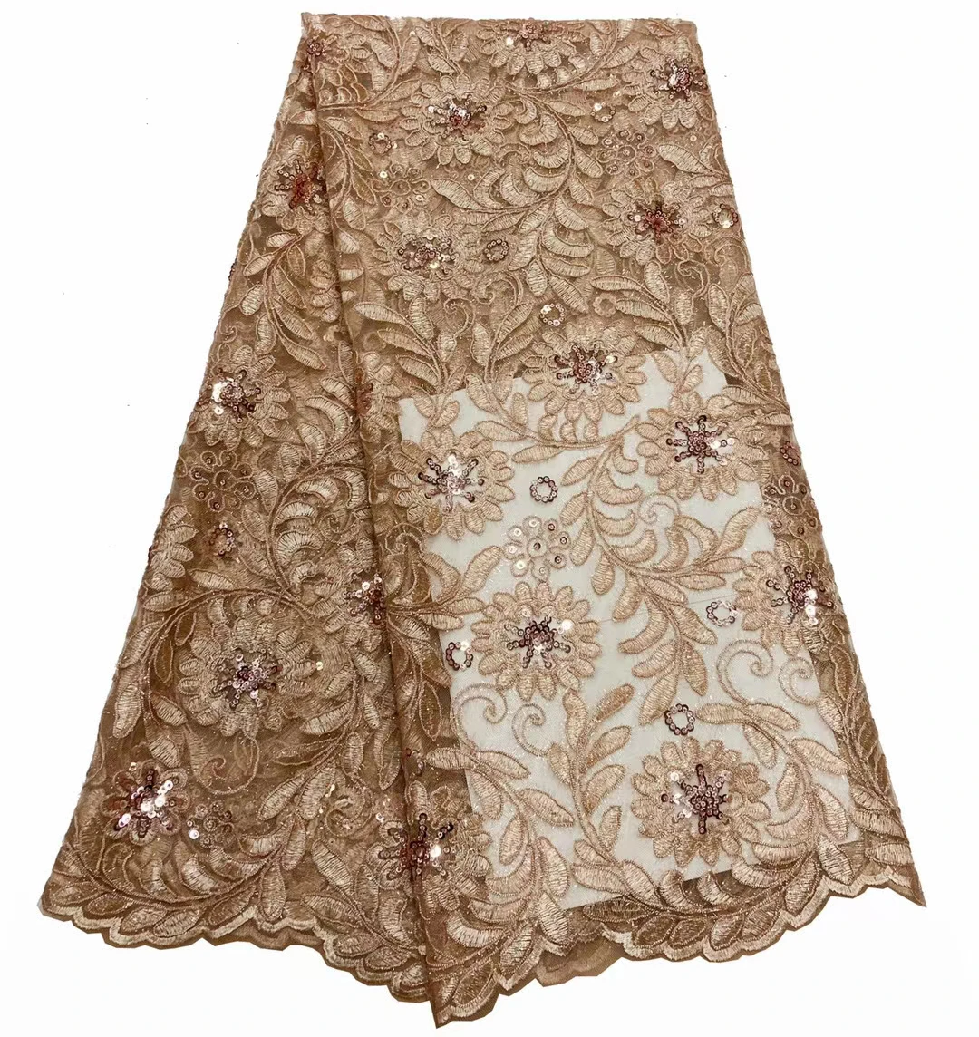 
New Designer 2021 Custom Patches Flower Lace Sequins Tulle African Embroidered Mesh Fabrics For Women Clothing UNDERWEAR 