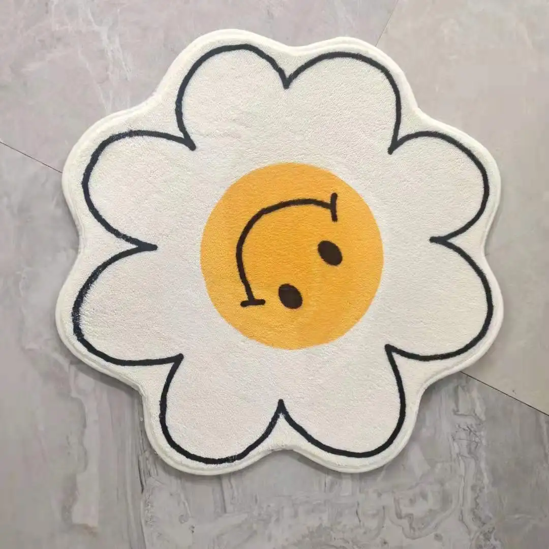 Curve cute rug artificial flower shaped bath mat