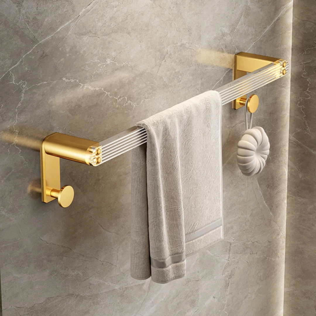 Nordic Metal Gold Acrylic Towel Rack Set Bathroom Hardware Pendant Wall Mounted Towel Rack