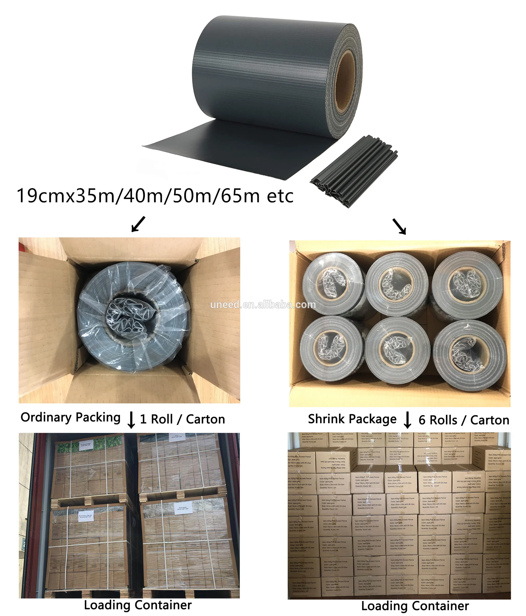 UV-Resistant Durable Garden Privacy 19cm*35m With 20Clips PVC Screen Strip Fence For Garden Fence