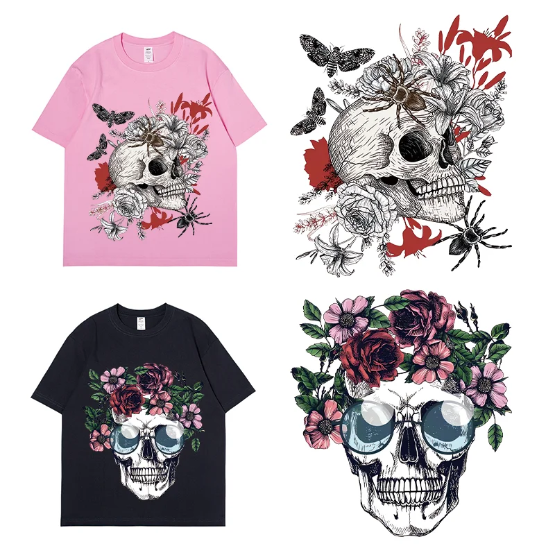 Пользовательские высококачественные модные наклейки с черепами пленка трафаретная печать пластизолированные чернила этикетки теплопередачи для футболок Dtf переводы