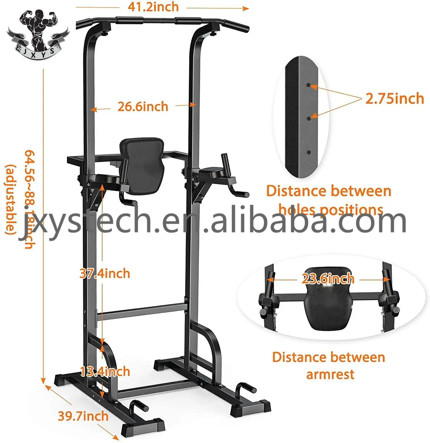 Power Tower Dip Station Pull Up Bar For Home Gym Strength Training Workout Equipment 400lbs