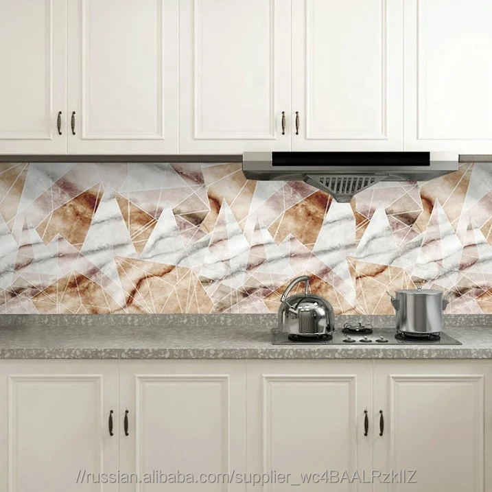 Hot Sale 3D Cartoon Simple Marble Style Oil-Proof Wall Paper Kitchen Wallpaper Fireproof Sticker