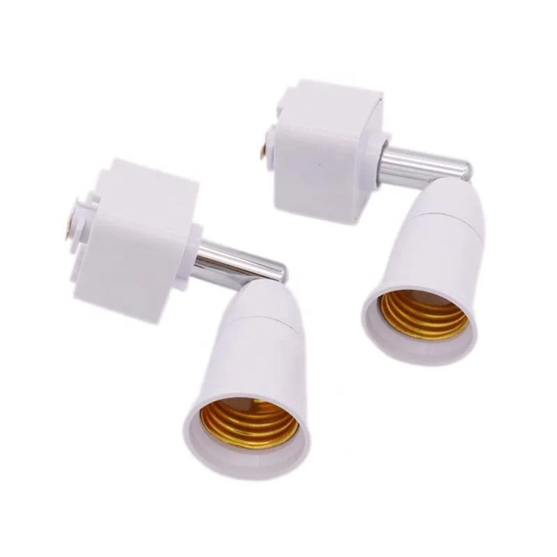 Универсальная головка E27 для трекового светильника, вращающаяся на 180 градусов Светодиодная лампа, основа для прожектора, 2 провода, направляющая для держателя E27 Lmap, белый, черный