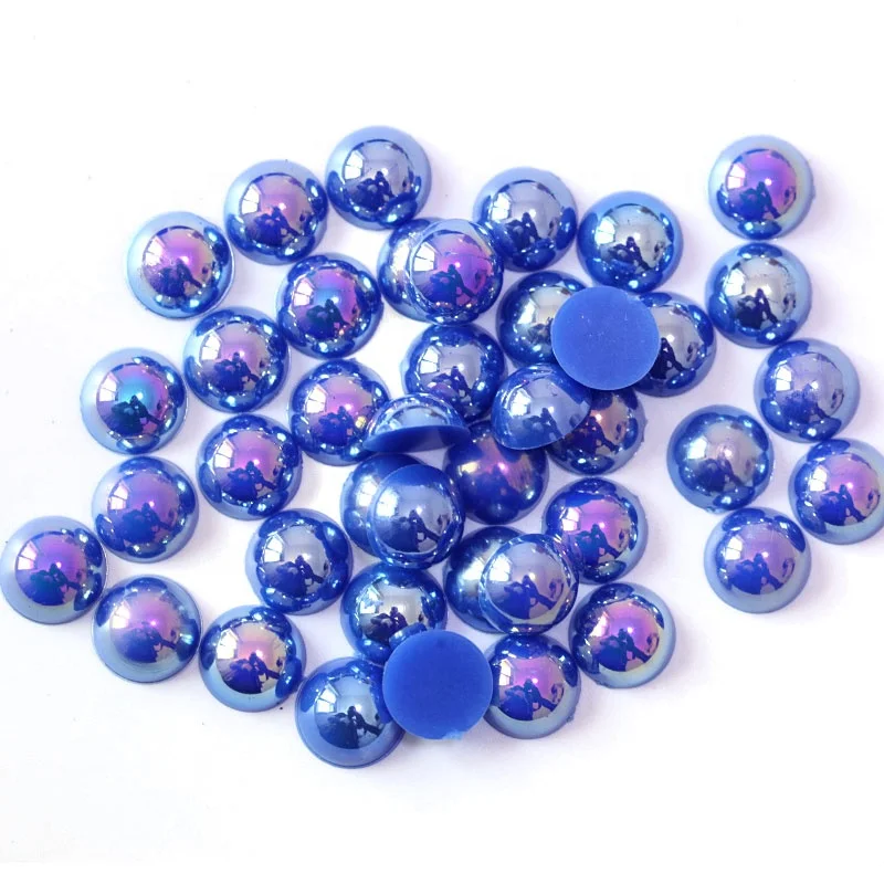 Wholesale AB colors plastic ABS flat back pearl in bulk half round loose pearls For DIY Hair Accessories