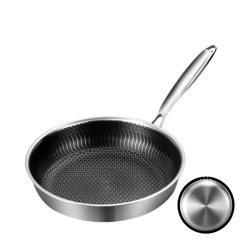 Wholesale Stainless Steel 304 Honeycomb Frying Pan Pancake Non Stick Wok Pan