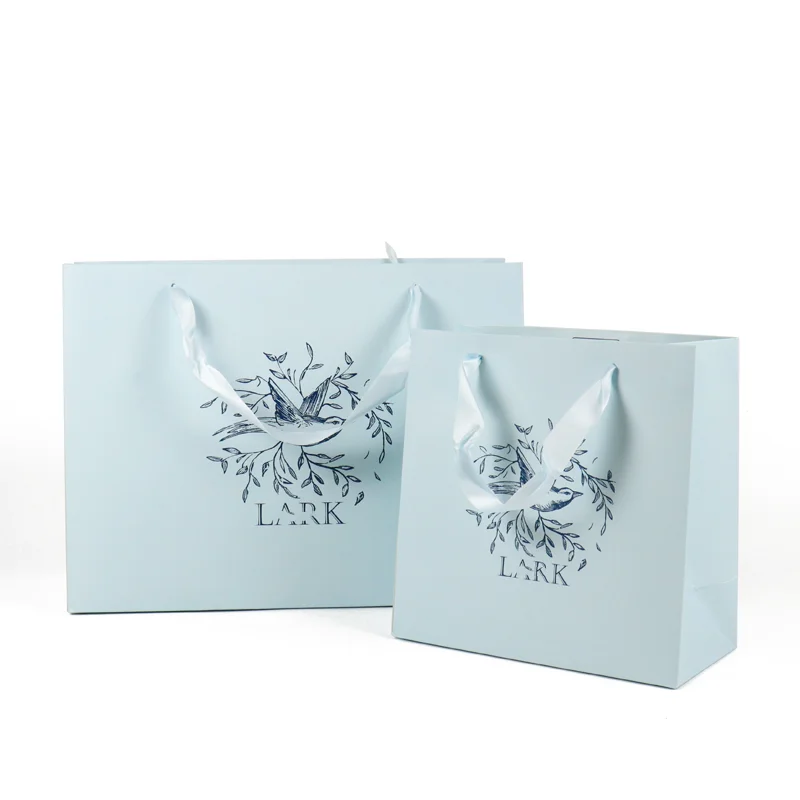 Crown win luxury blue gift wrapping paper bags wedding packaging with your own logo kraft package bolsa de carton art paper bag