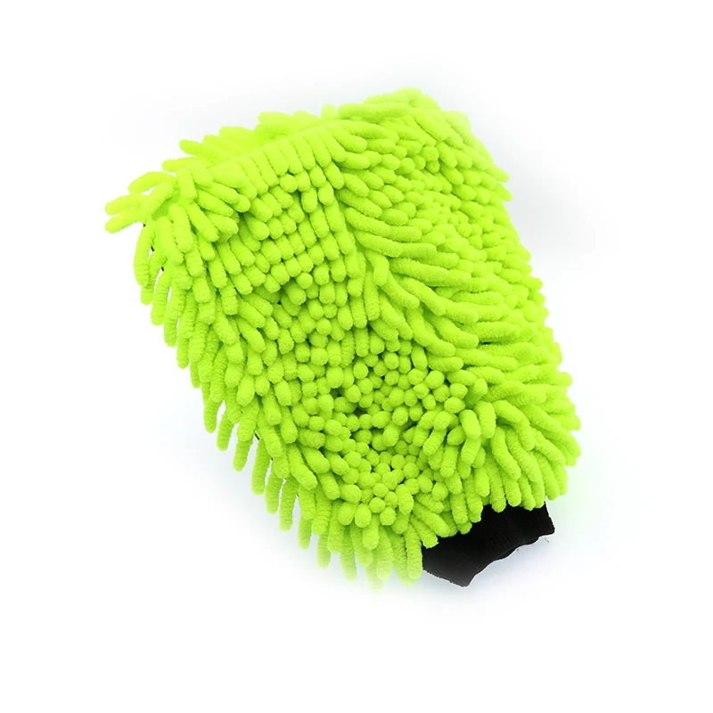 Auto cleaning single sided green Microfiber chenille car wash mitt cleaning gloves car wash products
