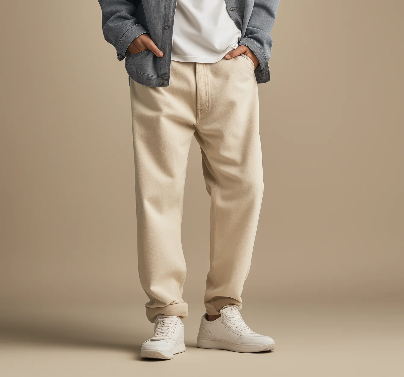 2024 Custom Mens Straight New Japanese Style Jeans Denim Cargo Pants Ivory White Jeans Men Baggy Loose Jeans for men