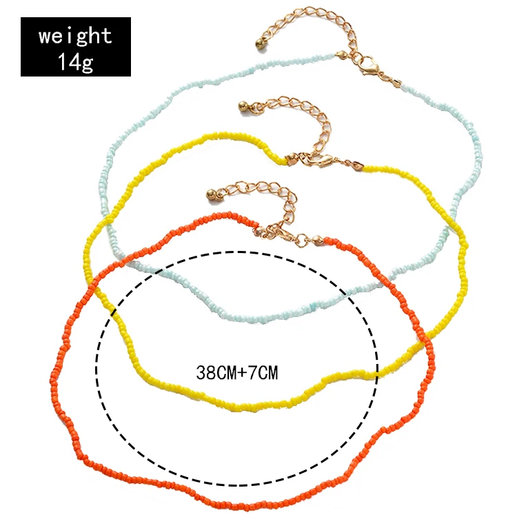 Multilayer Colour Rope Plastic Chain Necklace Buckle Gemstone Necklace Women Jewelry Price Cheapest style Fashion