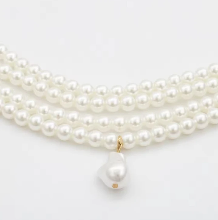 2024 Chokers Multi-layer Pearl Statement Bridal Choker Necklace Simulated Pearl for Wedding Party Jewelry Hiphop Chains