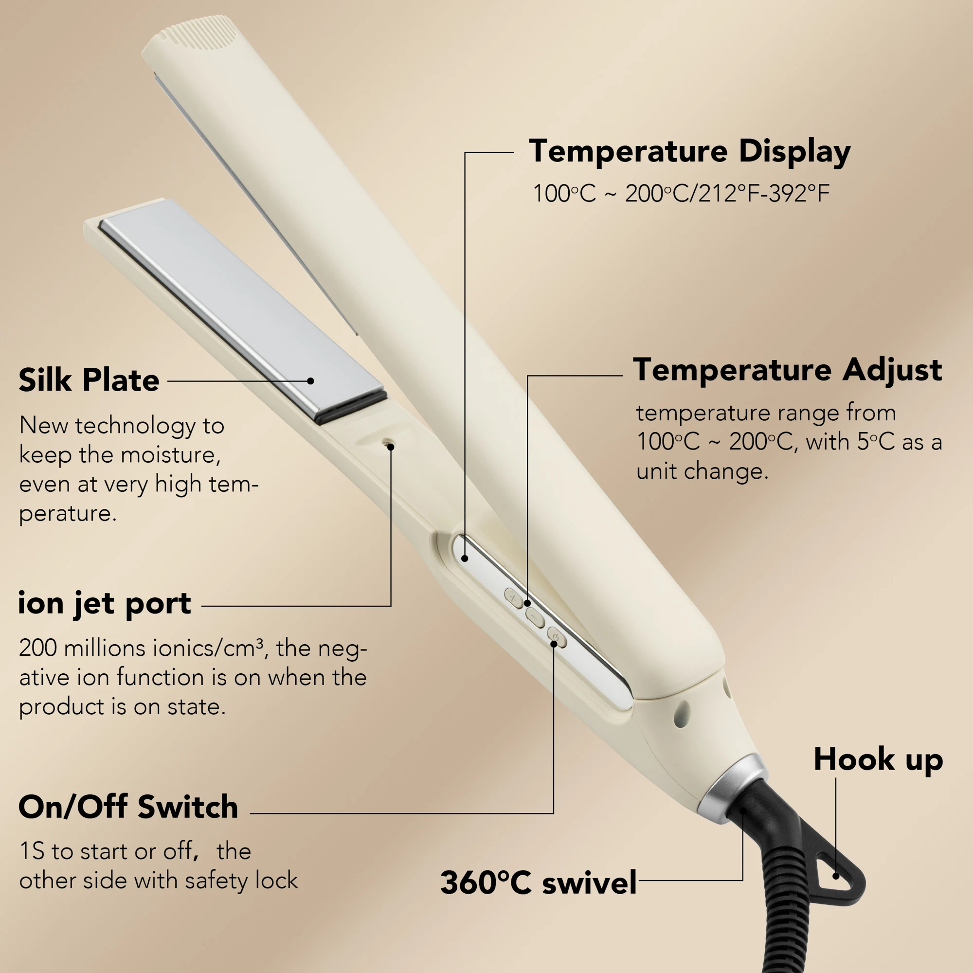 2025 NEW  MATERIAL Professional Hair Straightener with  Tape Function Fast Heating Hair Iron