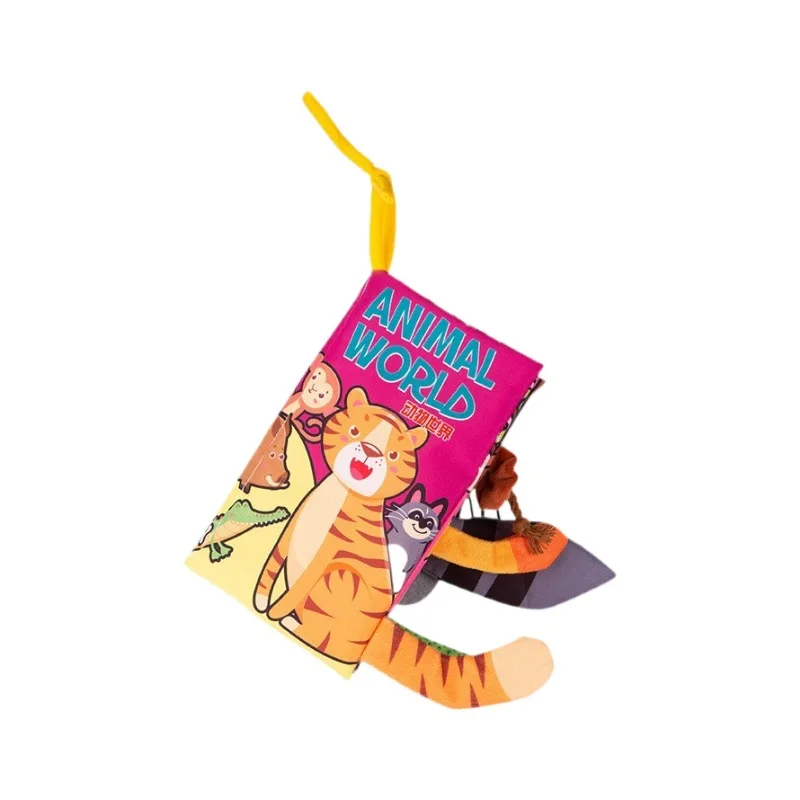 Early Educational Cloth Tail Books Baby Soft Toy Cloth Fabric Soft 3D Animal Quiet Cloth Book