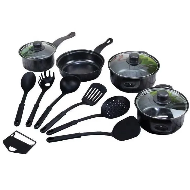yuyang Wholesale Nonstick Cookware 13 Piece Set Cookware Stock Pot Stew Pan Frying Pan Multi-piece Kitchen Cookware Set