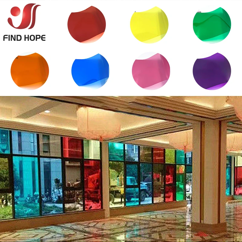 
20*120cm Transparent Colourful Window Film Stain Glass Solar Tint Self Adhesive Decor DIY Vinyl PET 