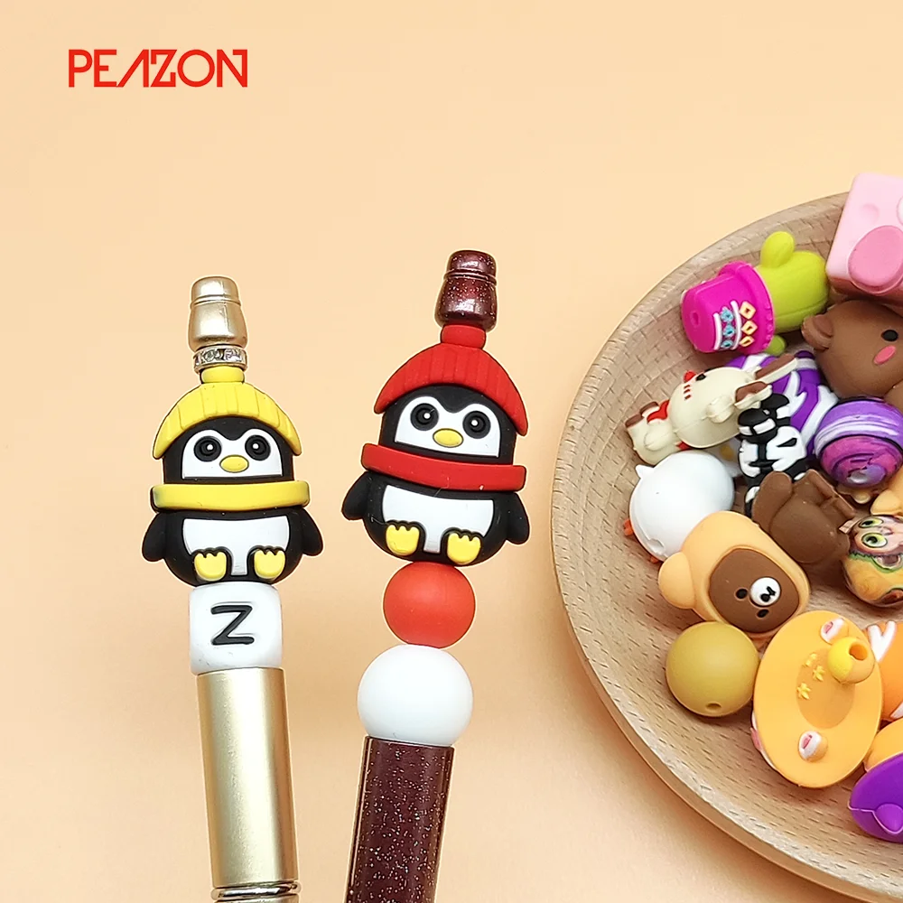 New Styles Silicone Bead Pen Manufacturer Customized Baby Chew Diy Baby Teething Character 3d Focal  Beads