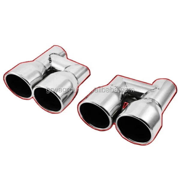 Inlet 60mm outlet 89mm Dual Exhaust tips Quad tailpipe trims for Audi A4 A5 A6 A7 A8 S4 S5 S6 S7 S8