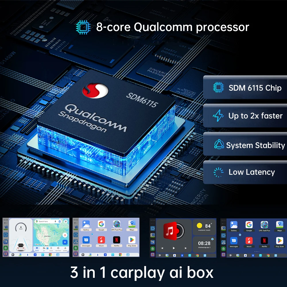 Boyi Smart Ai Box 3 in 1 4GB+64GB Youtube Wired To Wireless Adapter Carplay Android Auto 13 Car Carplay  Wireless Carplay