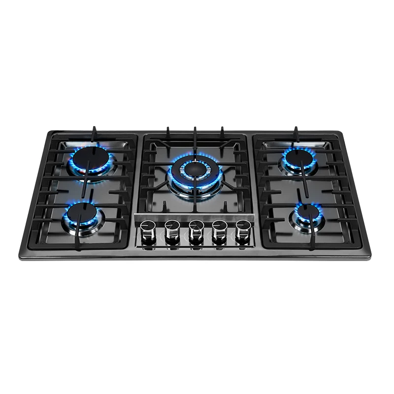 Custom Built-In Stainless Steel Five 5 Burners Gas Hob Cooktops Cooker Stove For Kitchen Restaurant