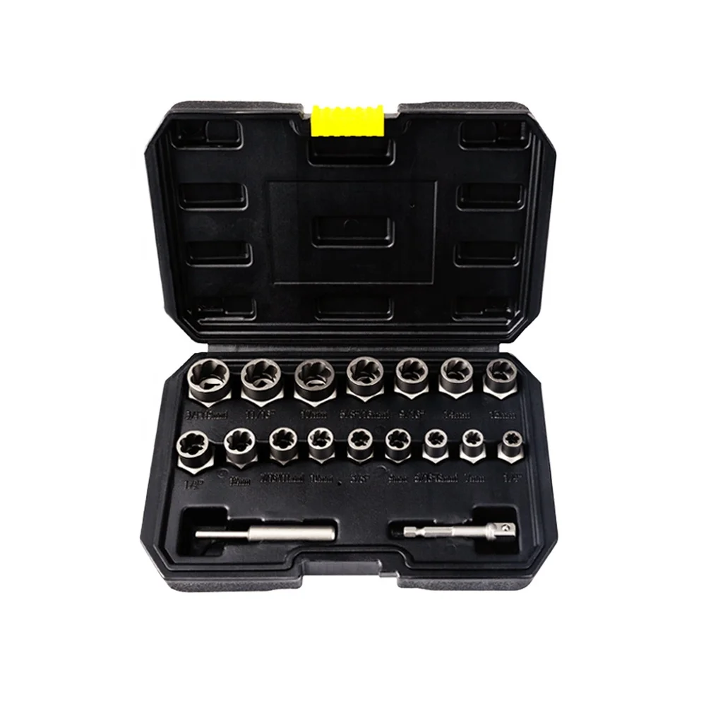 BOSI 18-piece nut extractor sleeve impact bolt nut screw removal tool set socket wrench