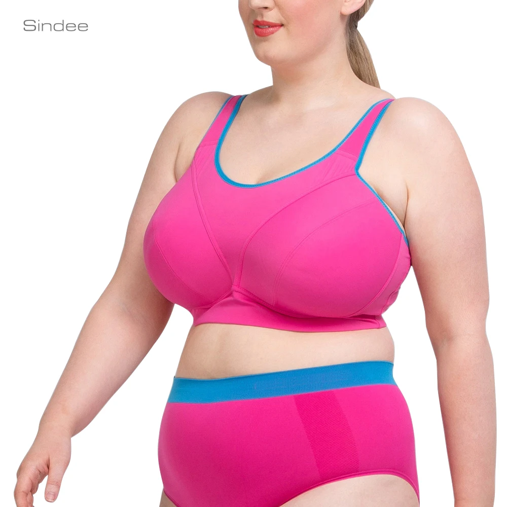 Plus Big Size Sport Bra Full Cup Cross Back High Support Quick Dry Wireless Jogging Sport Bra