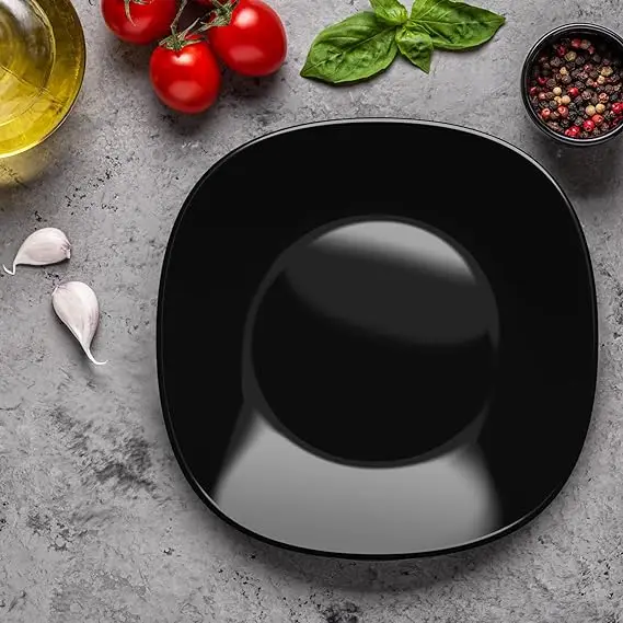 Горячая распродажа стеклянная тарелка индивидуального размера в традиционном стиле черная Опаловая квадратная чаша и плоская