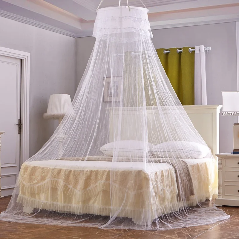 
Princess Installed Mosquito Nets Ultra-Fined-Meshed Anti-Mosquito Heightened round Ceiling Dome Mosquito Nets 