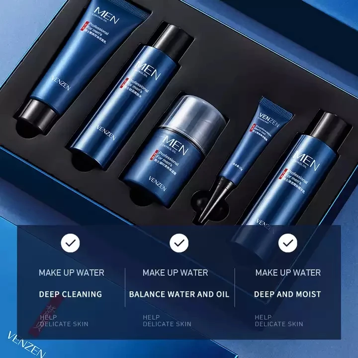 OEM VENZEN private label natural organic skin care firming anti aging moisturiziing whitening skin care set for men
