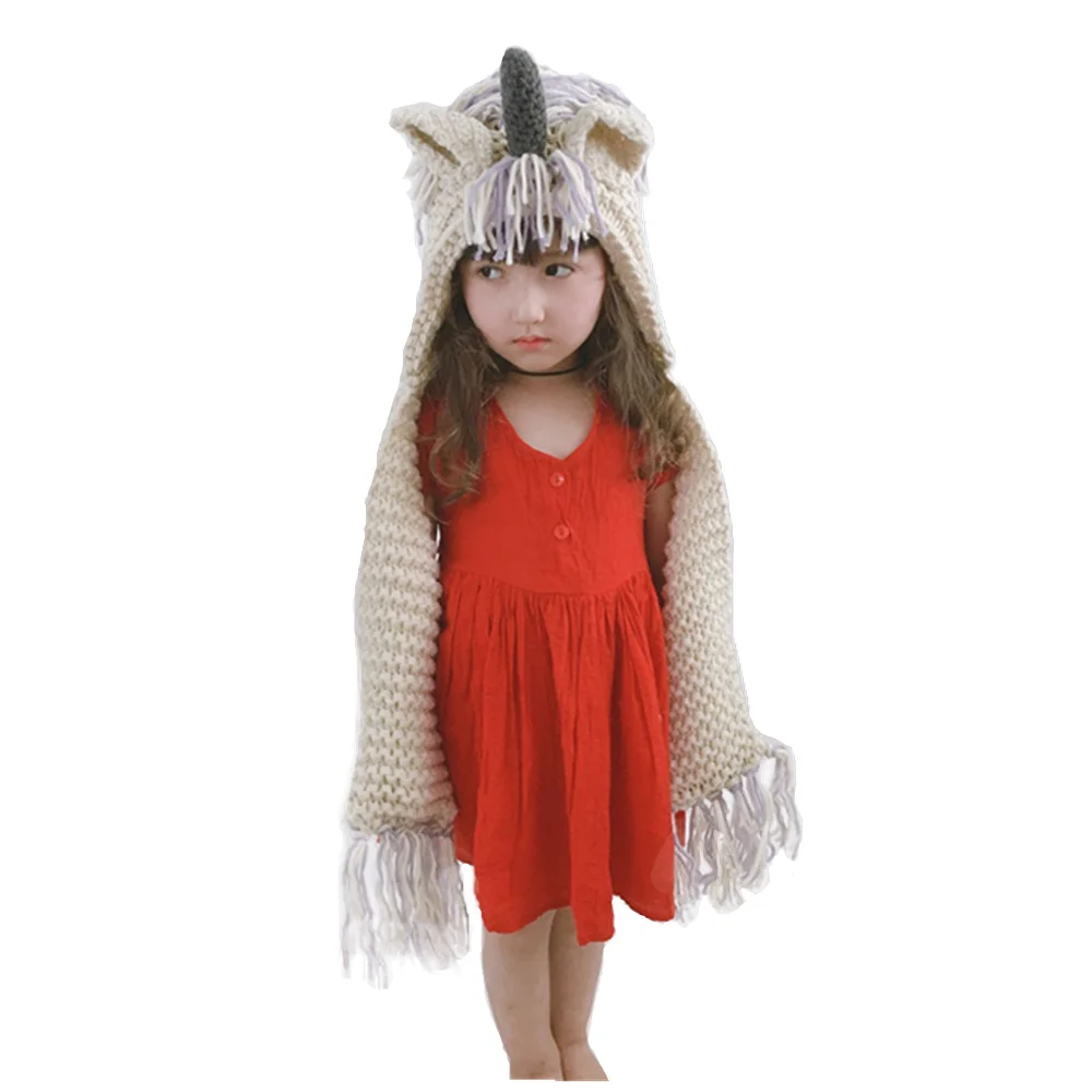 Cheap Factory Price Cotton Hat Crochet Baby Winter Hats Unicorn handmade knitted hat scarf