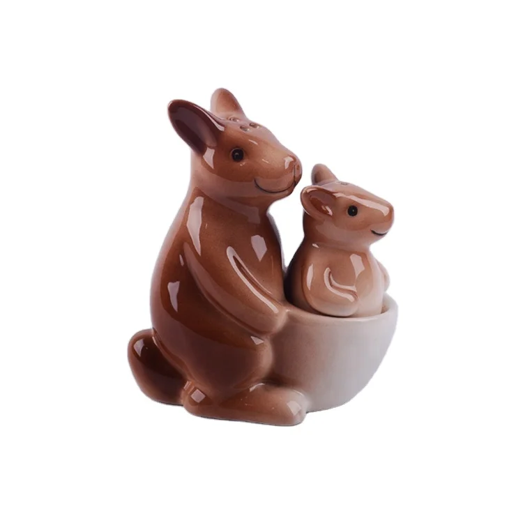 Creative ceramic decorative salt and pepper shaker with kangaroo design