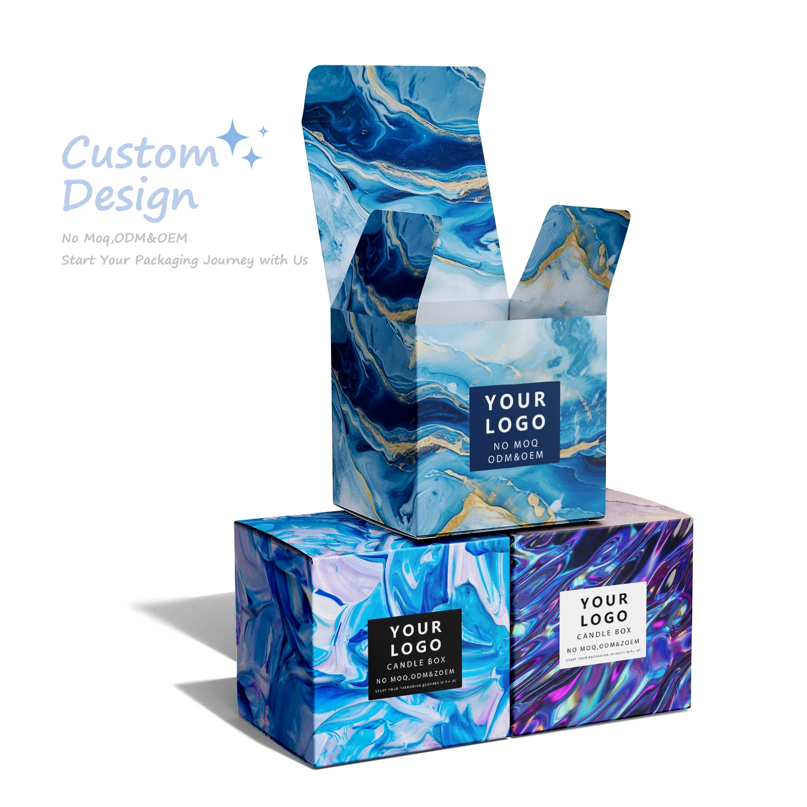Custom Blue Packaging Boxes Logo For Gifts