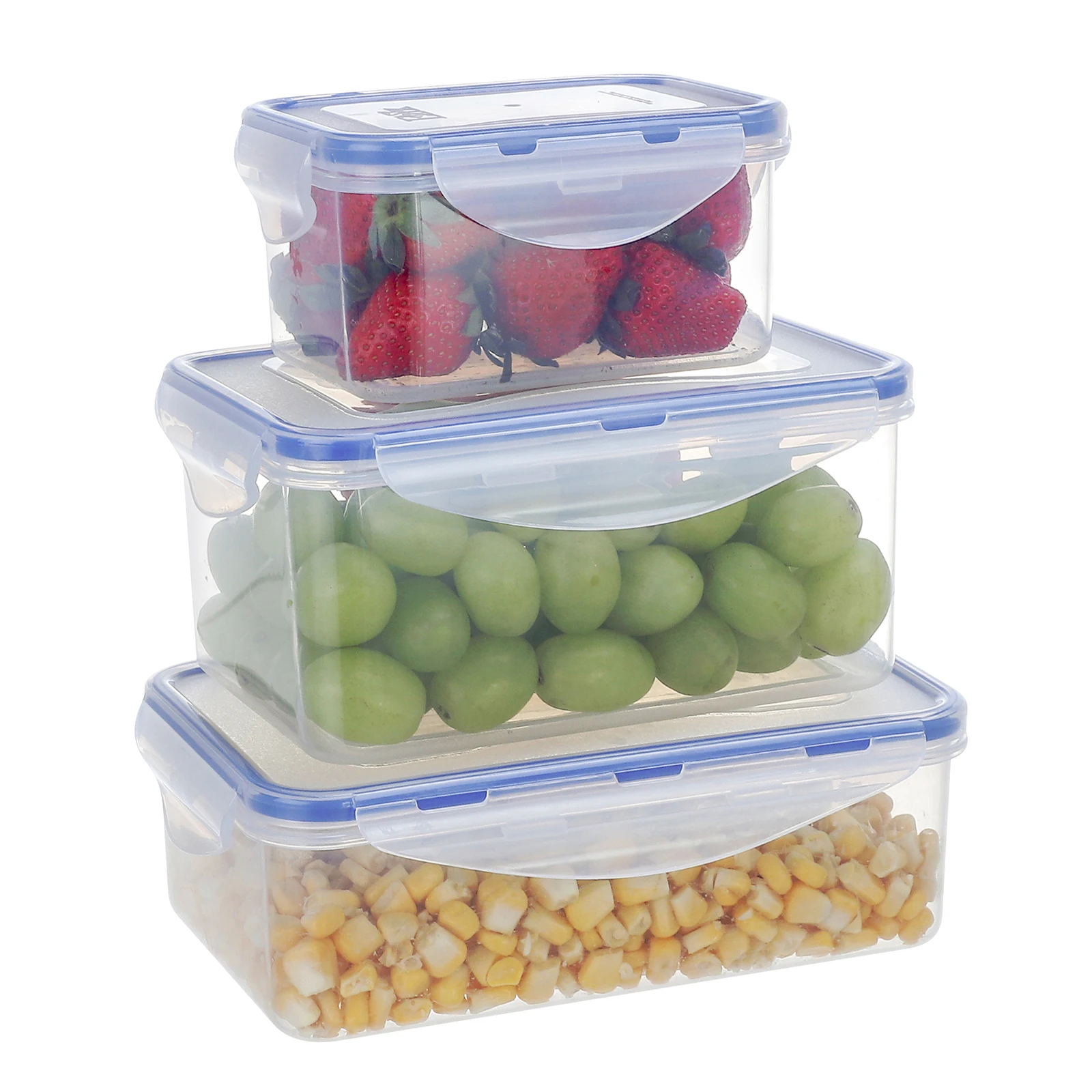 Multifunctional Stackable Kitchen Plastic  Bpa Free Clear Refrigerator Fridge Organizer Storage Box Bin With Lid Set