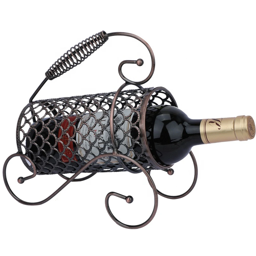 New Design Flower Pattern One Wine Display Holder Organizer with Deluxe Handle