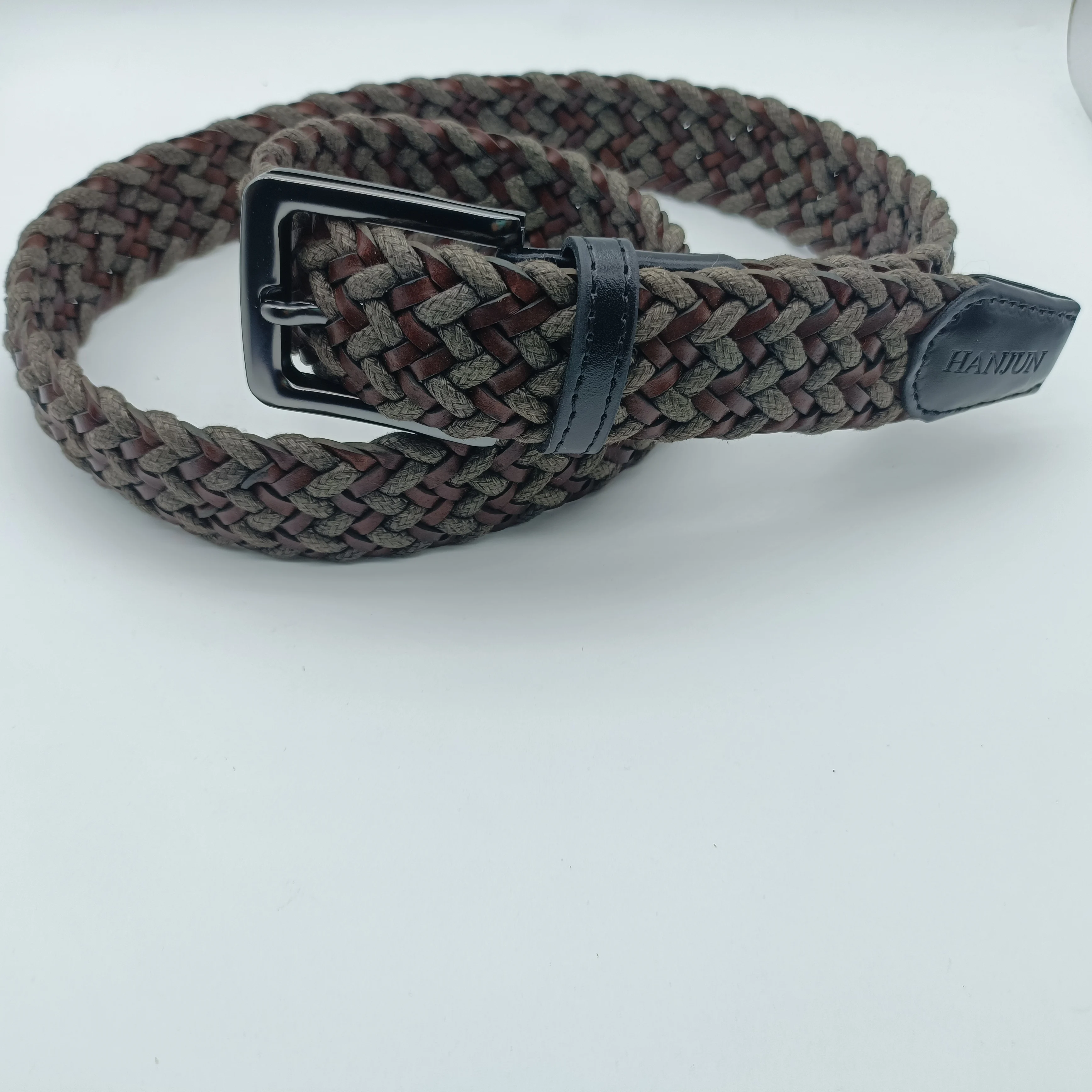 Fashion Knitted Solid Color Canvas Elastic Stretch Belt Fabric Casual Woven Belt for Jeans Belts