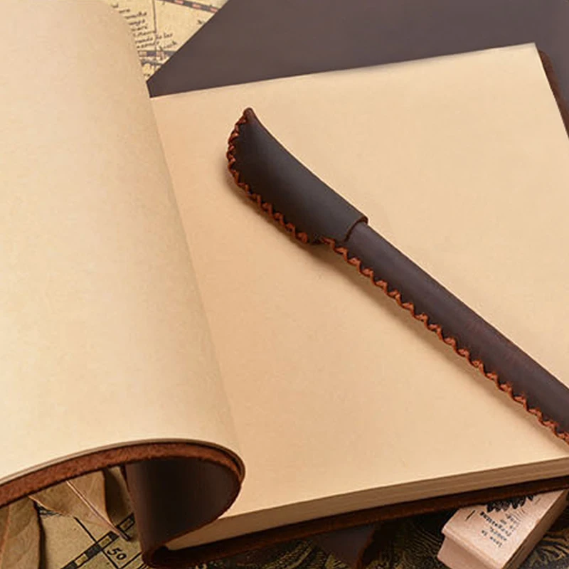 Free Shipping Classic Genuine Cowhide Leather Notebook Custom Logo Journal Hardcover Planner Painting Book Sketch Book