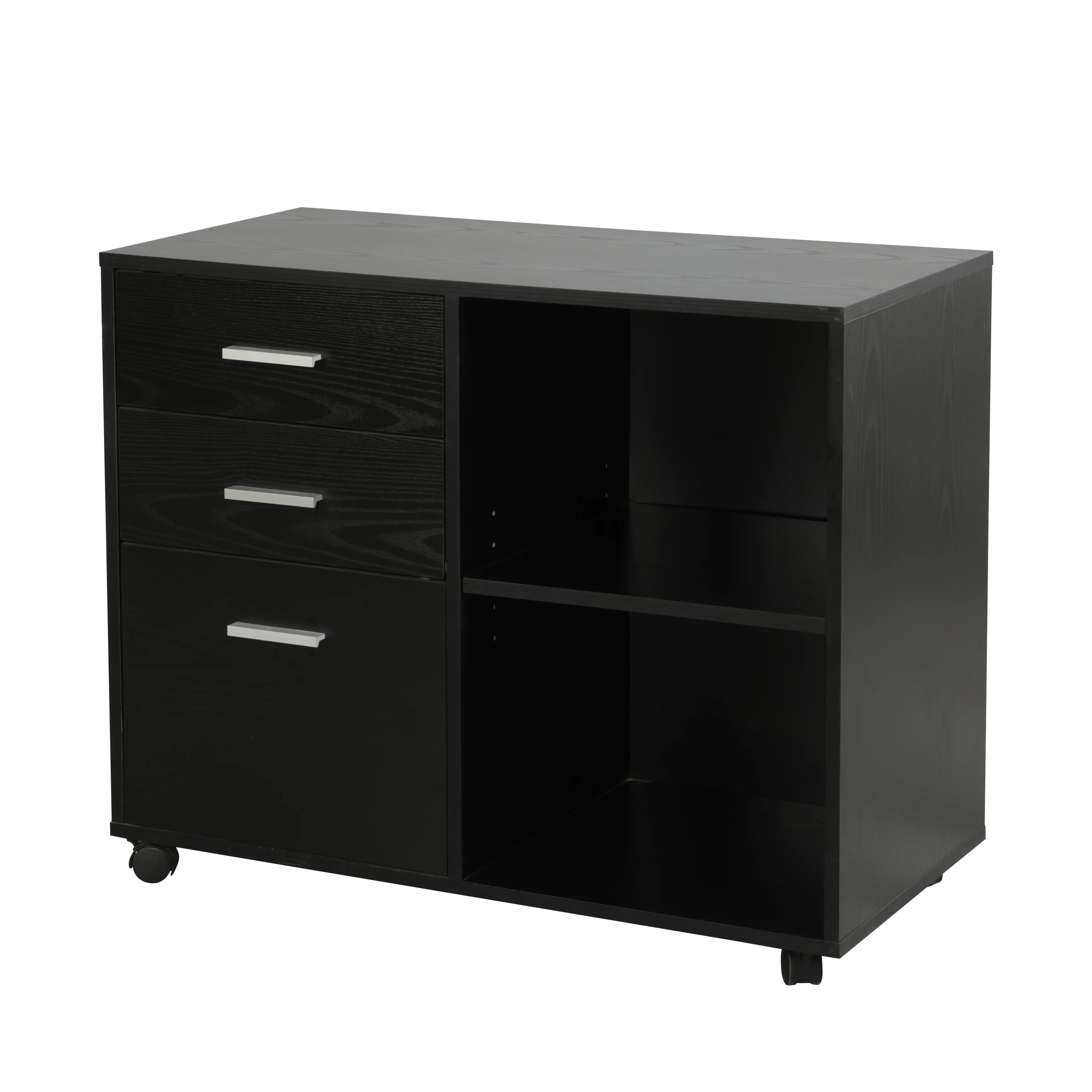 GUYOU GD-37 Mobile Filing Cabinet 3 Drawers Removable Office Document Storage Cabinet Black
