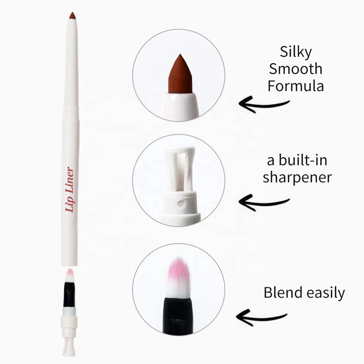 High Quality Pigmented Lip Liner Pencil With Brush And Sharpener Custom Logo Vegan Waterproof Creamy Lip Liner Private Label