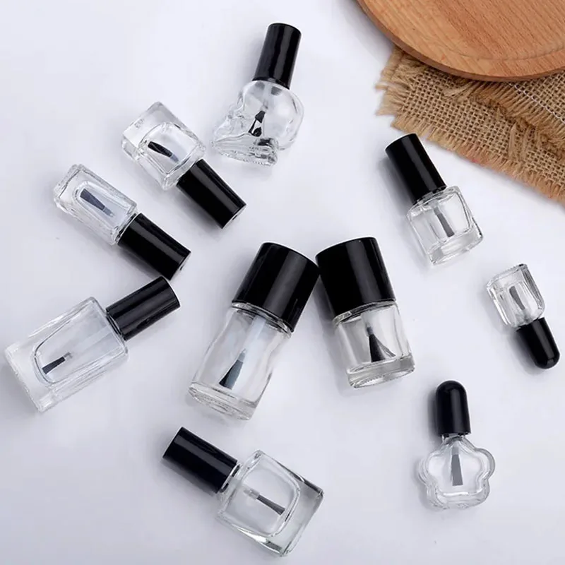 2ml 5ml 6ml 7ml 8ml 9ml Transparent Glass Nail Polish Empty Bottle Cosmetic Packaging Round Shape Empty Glass Nail Polish Bottle