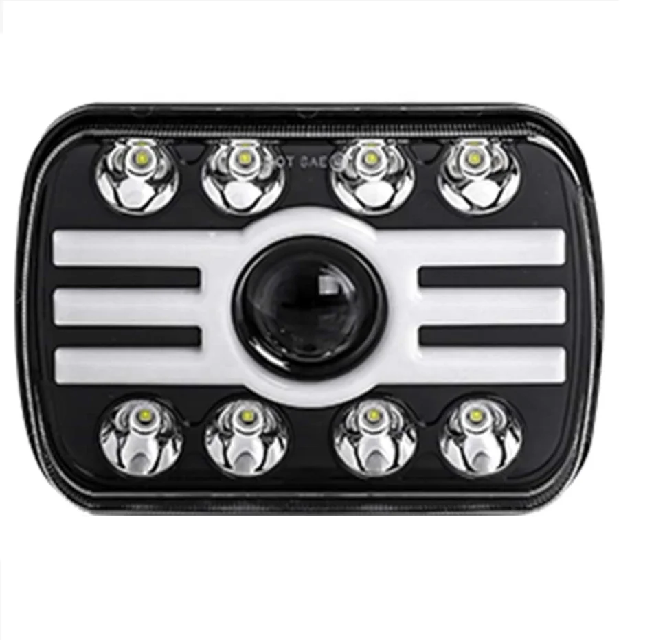 Black reflector lens 7 Inch LED Head Driving Light, H4 Plug Truck Tractor Auto 5X7 Inch Square 60W LED Work Light