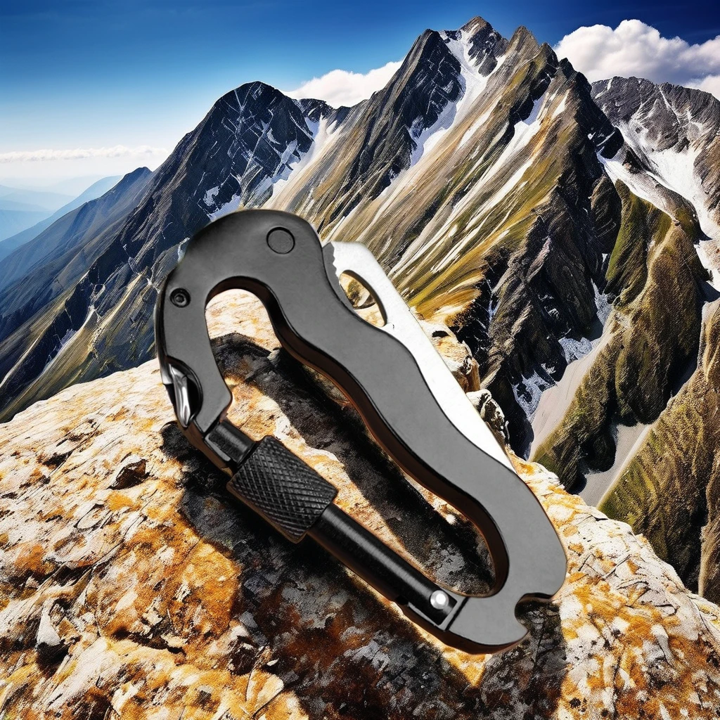 5 in 1 Multi-Functional Outdoor Aluminum Carabiner Premium Quality for Hiking Climbing and Camping Adventures