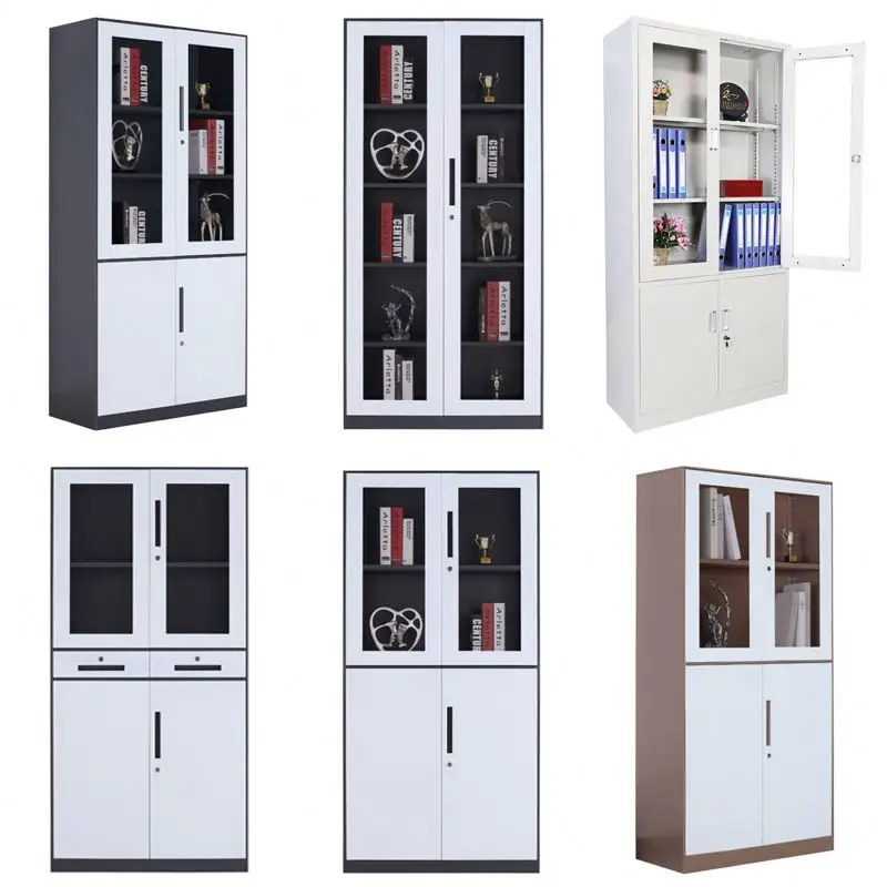 
Metal Swing Door Black Flat Organizer Open Shelf Office steel cupboard General Use 2 Filing File Cabinet With 3 Point Lock 